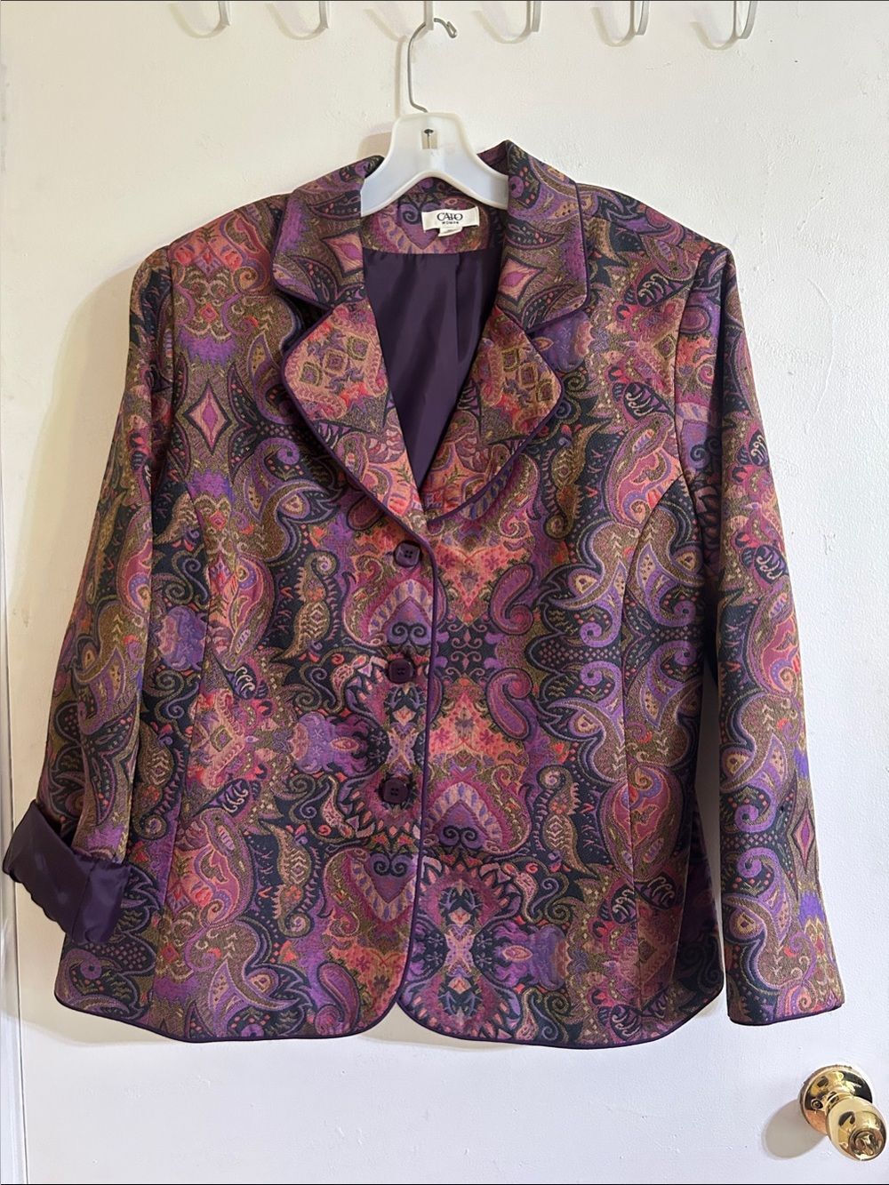 Cato PLUS 20 Paisley Tapestry Blazer Brocade Jacket Eclectic Grandma Artsy Chic